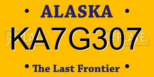 KA7G307 Alaska License Plate