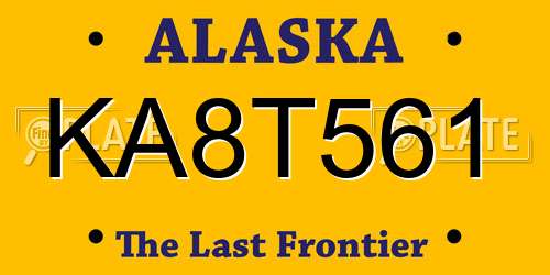 KA8T561 Alaska License Plate