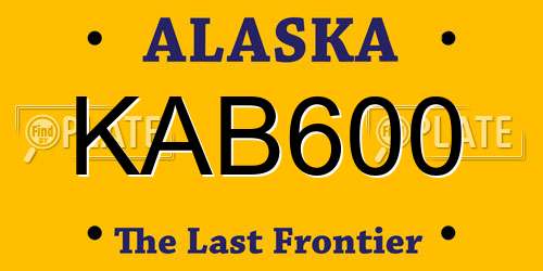 KAB600 Alaska License Plate