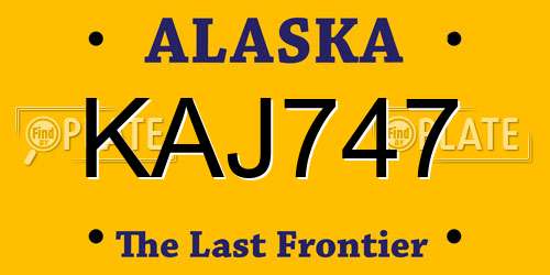 KAJ747 Alaska License Plate