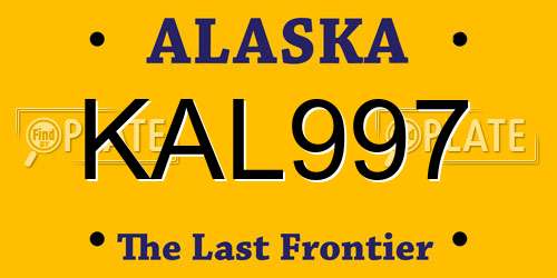 KAL997 Alaska License Plate