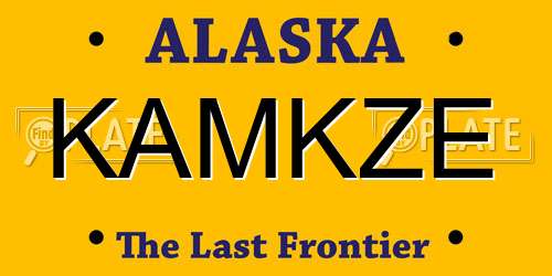 KAMKZE Alaska License Plate