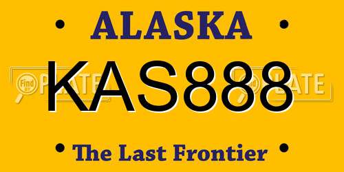 KAS888 Alaska License Plate