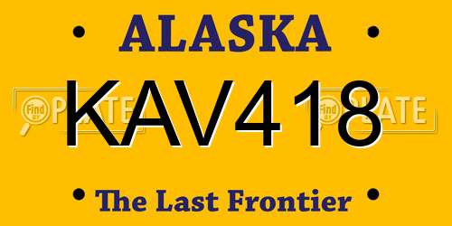 KAV418 Alaska License Plate