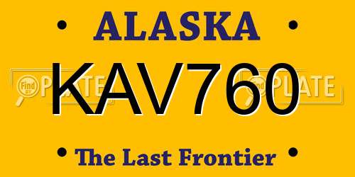 KAV760 Alaska License Plate