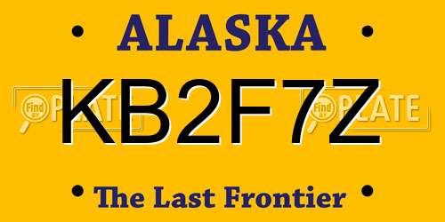 KB2F7Z Alaska License Plate