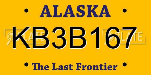 KB3B167 Alaska License Plate