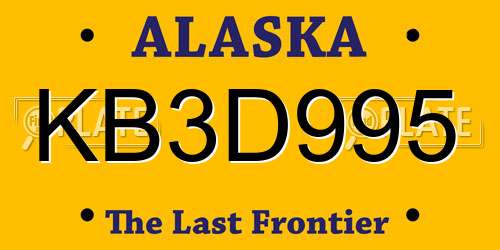KB3D995 Alaska License Plate