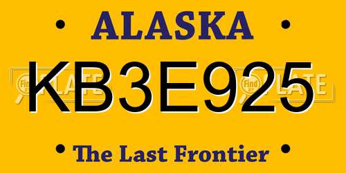 KB3E925 Alaska License Plate