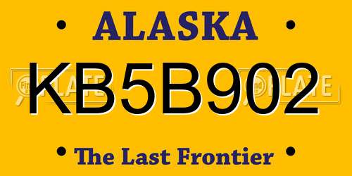 KB5B902 Alaska License Plate