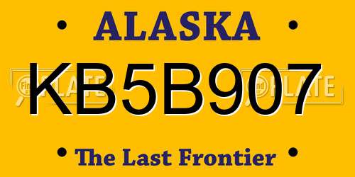 KB5B907 Alaska License Plate
