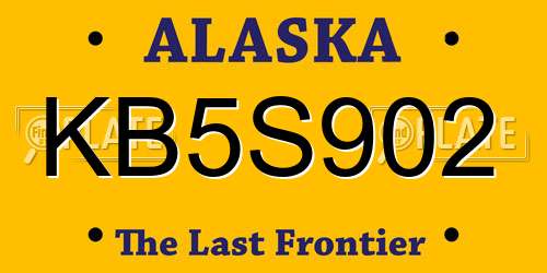 KB5S902 Alaska License Plate