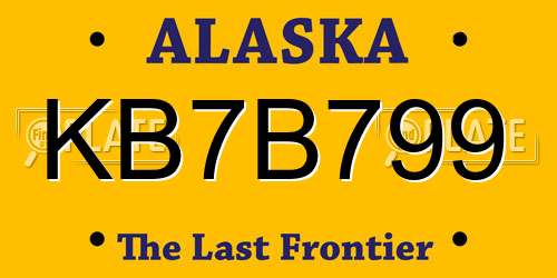 KB7B799 Alaska License Plate