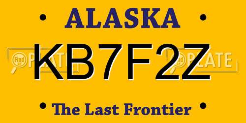KB7F2Z Alaska License Plate
