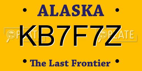 KB7F7Z Alaska License Plate