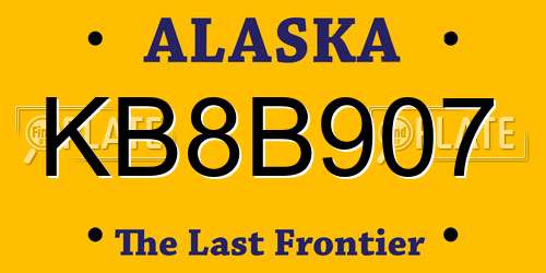 KB8B907 Alaska License Plate