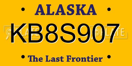 KB8S907 Alaska License Plate