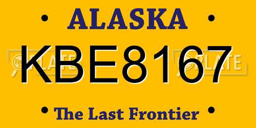 KBE8167 Alaska License Plate