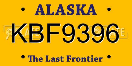 KBF9396 Alaska License Plate