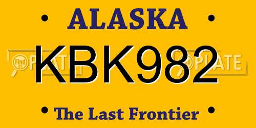 KBK982 Alaska License Plate