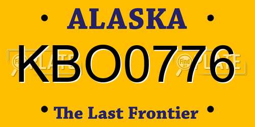 KBO0776 Alaska License Plate