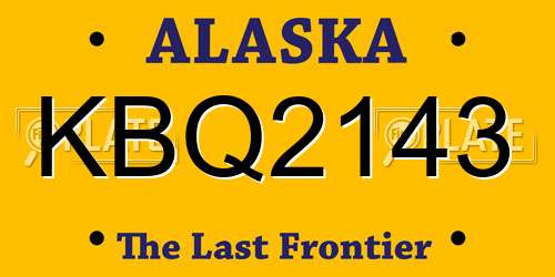 KBQ2143 Alaska License Plate