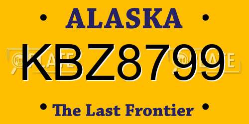 KBZ8799 Alaska License Plate