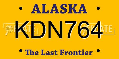 KDN764 Alaska License Plate