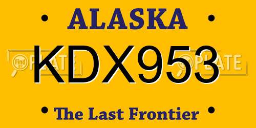 KDX953 Alaska License Plate
