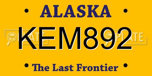 KEM892 Alaska License Plate