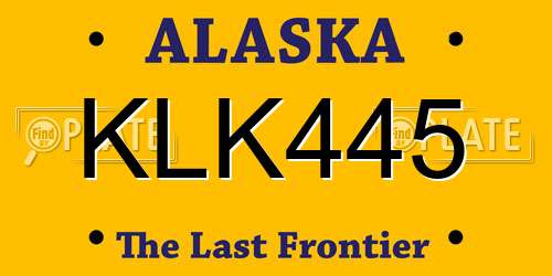 KLK445 Alaska License Plate