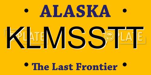 KLMSSTT Alaska License Plate