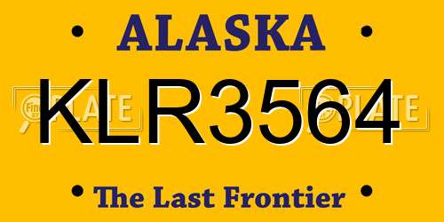 KLR3564 Alaska License Plate