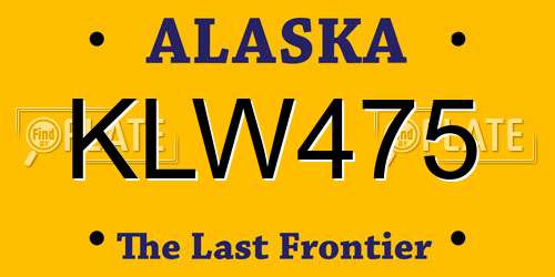 KLW475 Alaska License Plate