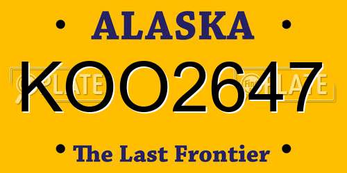 KOO2647 Alaska License Plate