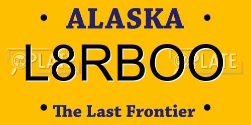 L8RBOO Alaska License Plate