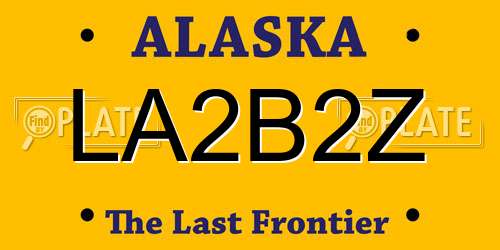 LA2B2Z Alaska License Plate