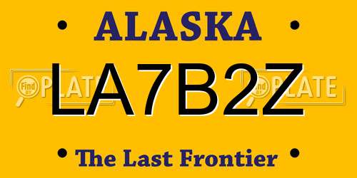 LA7B2Z Alaska License Plate