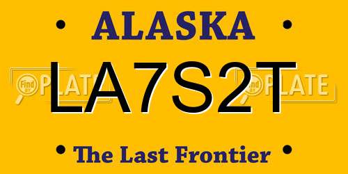 LA7S2T Alaska License Plate