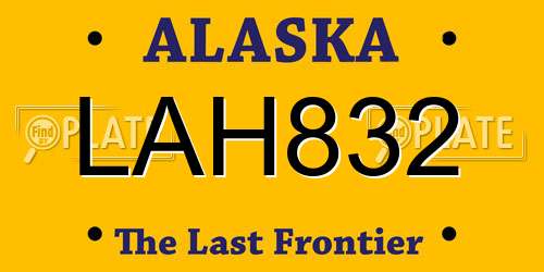 LAH832 Alaska License Plate