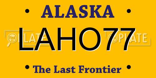 LAHO77 Alaska License Plate