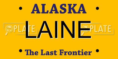 LAINE Alaska License Plate