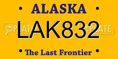 LAK832 Alaska License Plate