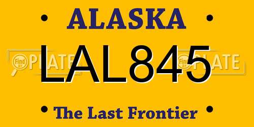 LAL845 Alaska License Plate
