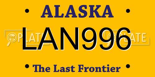 LAN996 Alaska License Plate