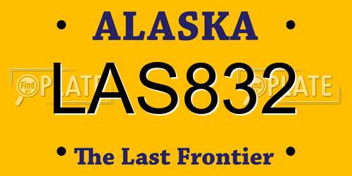 LAS832 Alaska License Plate