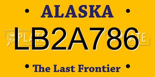 LB2A786 Alaska License Plate