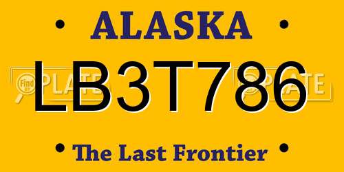 LB3T786 Alaska License Plate