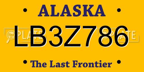 LB3Z786 Alaska License Plate