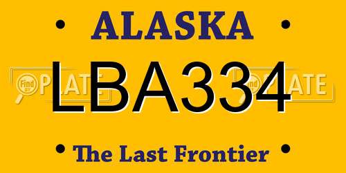 LBA334 Alaska License Plate